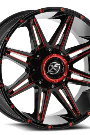 XF Off-Road XF-220 8x165.1/8x170 20x10 -12 Gloss Black & Red Milled Popular