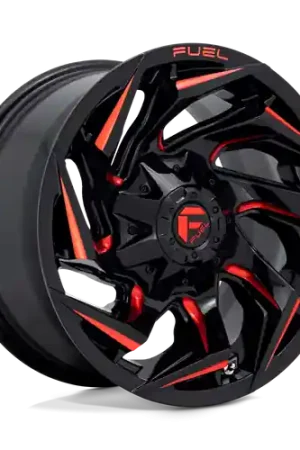 Cheap Fuel 1PC D755 REACTION 8X165.1 22X10 -18 GLOSS BLACK MILLED WITH RED TINT