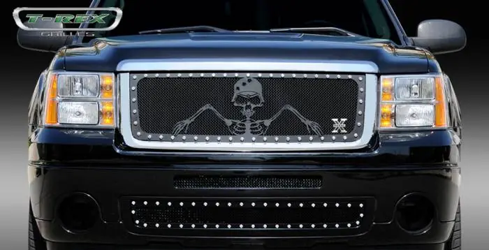 New Release GMC Sierra T-Rex Urban Assault Grunt Studded Main Grille with Soldier - Black OPS Flat Black - 7112056