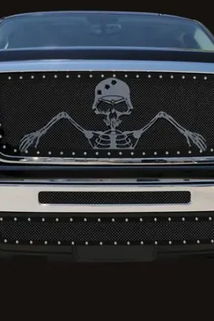 GMC Sierra T-Rex Urban Assault Grunt Studded Main Grille with Soldier - Black OPS Flat Black - 7112066 Hot Deal