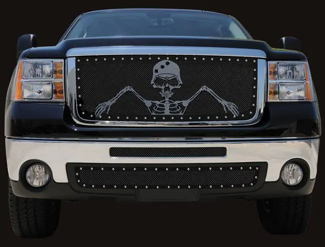 GMC Sierra T-Rex Urban Assault Grunt Studded Main Grille with Soldier - Black OPS Flat Black - 7112066 Hot Deal