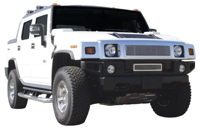 Last Chance Hummer H2 T-Rex Upper Class Polished Stainless Mesh Grille with Formed Mesh Center - 54290