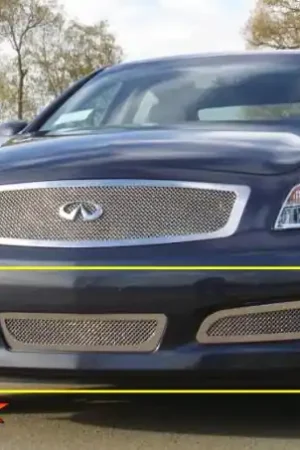 Weekend Sale Infiniti G35 4DR T-Rex Upper Class Polished Stainless Bumper Mesh Grille with Formed Mesh Center - 55809