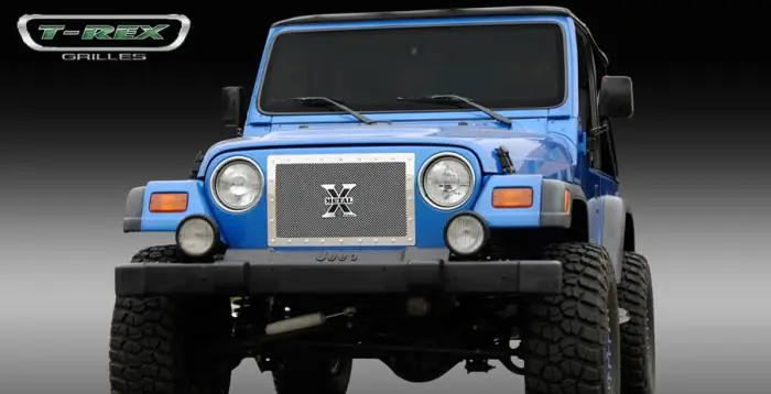 One Day Deal Jeep Wrangler T-Rex X-Metal Series Studded Main Grille - Polished Stainless Steel - 1PC Custom - 6714900