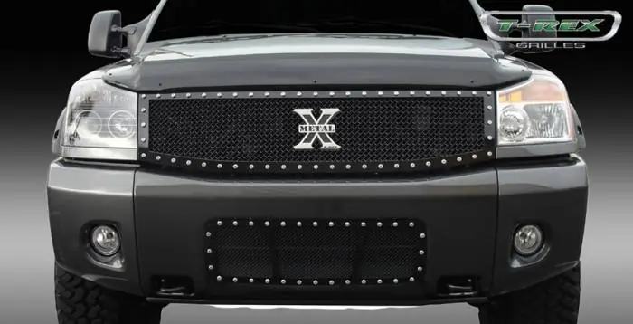 Free Returns Nissan Armada T-Rex X-Metal Series Studded Main Grille - All Black - Custom 1PC - 6717791