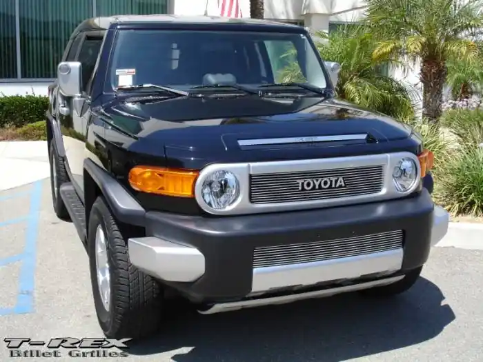 Low Price Toyota FJ Cruiser T-Rex Billet Grille Overlay - Bolt On with logo Opening - 12 Bars - 21932