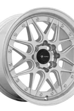 Vors VR7 4x108 15x7  +35 Silver Machine Face Lip Chrome Rivet Viral