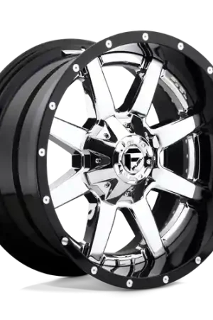 Fresh Stock Fuel 2PC D260 MAVERICK 6X135/6X139.7 24X14 -75 CHROME PLATED GLOSS BLACK LIP