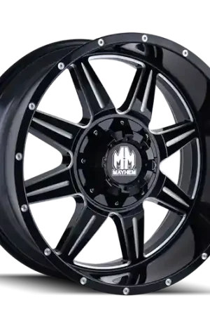 Mayhem Monstir 8100 5x114.3/5x127 17x9-12 Gloss Black/Milled Spokes Price Cut