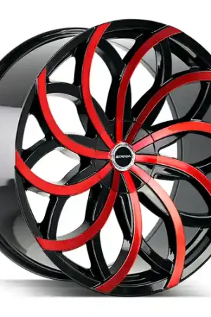 Strada Huracan 5x115/5x120 22x9.5 +15 Gloss Black Candy Red Machine Crafted
