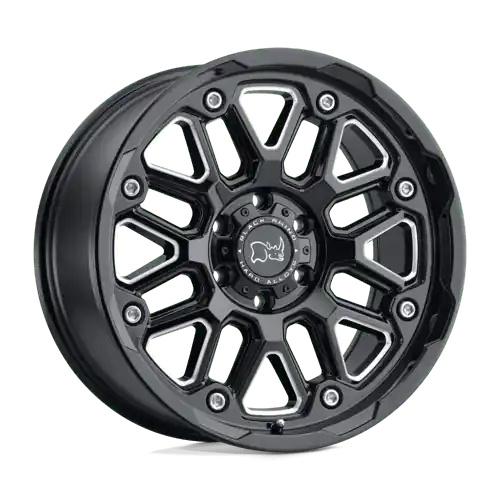 Black Rhino HOLLISTER 5X127 17X9.5 -18 GLOSS BLACK W/ MILLED SPOKES Sale