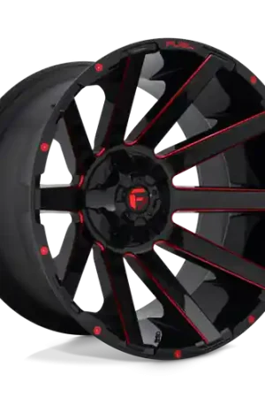 Fuel 1PC D643 CONTRA 8X165.1 24X14 -75 GLOSS BLACK RED TINTED CLEAR Limited Offer