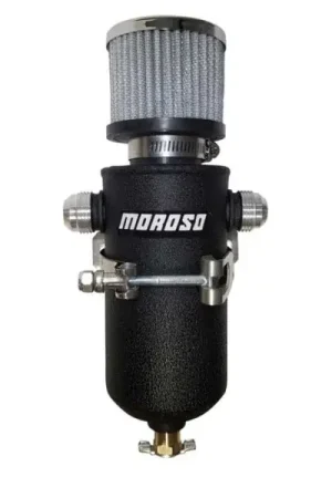 Limited Offer Moroso 10AN Male Fittings Catch Can Breather Tank - Black Powder Coat