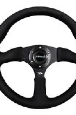 Premium NRG Reinforced Steering Wheel (350mm / 2.5in. Deep)Blk Alcantara Comfort Grip w/4mm Matte Blk Spokes
