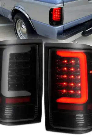 Clearance ANZO 1993-1997 Ford  Ranger LED Tail Lights w/ Light Bar Black Housing Smoked Lens