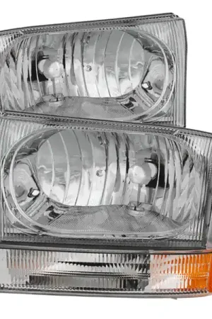 xTune Ford F250/350/450 Superduty 99-04 Crystal Headlights w/ Bumper Lights HD-JH-FF25099-AM-C Original