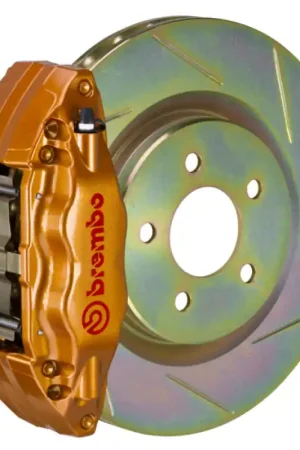 Direct From Manufacturer Brembo 02-07 Impreza/WRX/08-14 WRX Fr GT BBK 4 Pist Cast 2pc 326 x30 1pc Rotor Slotted Type1 - Gold
