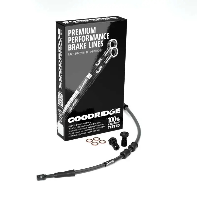 Limited Edition Goodridge 2008 HD FLHT/FLHTC/FLHTCU/FLHX (w/ABS) +2in Black Brake Line Kit w/Black Fittings