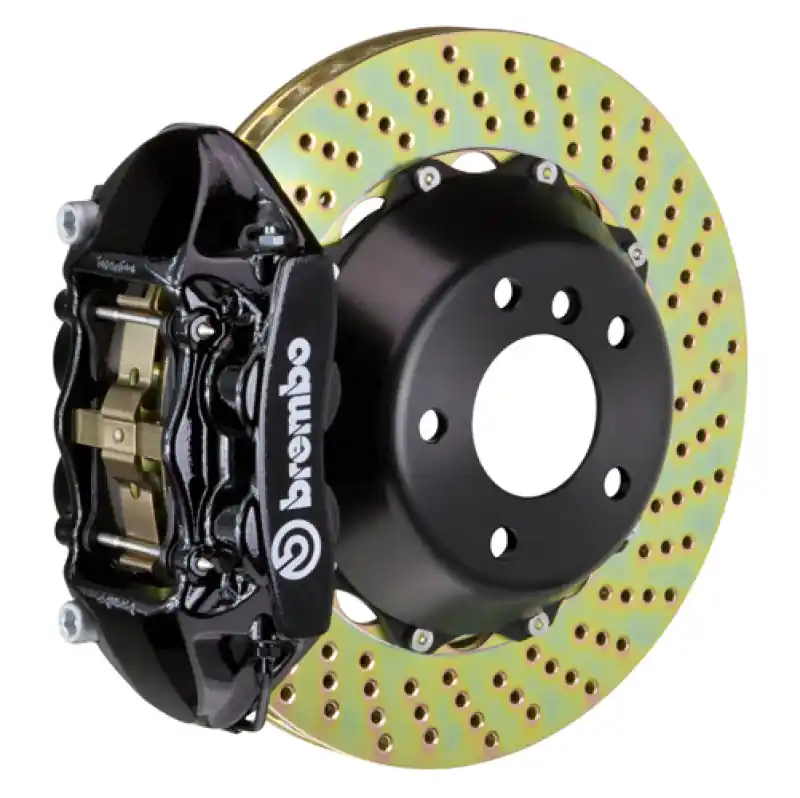 Top Rated Brembo 08-15 Land Cruiser/LX570 Rear GT BBK 4 Piston Cast 380x28 2pc Rotor Drilled-Black