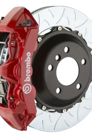 Hassle-Free Returns Brembo 05-14 Mustang GT Excl non-ABS Equipped Fr GT BBK 6Pist Cast 380x32 2pc Rtr Slot Type3-Red