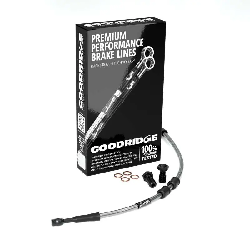 Discount Goodridge 14-15 HD XL1200CA/CP Drag Bar (w/ABS) -4in Clear Brake Line Kit w/Black Fittings