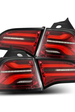 AlphaRex 17-22 Tesla Model 3 PRO-Series LED Tail Lights Red Smoke w/Seq Sig Same Day Shipping