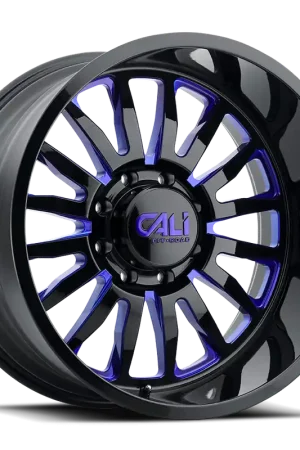 Cast Aluminum Wheels Summit 9110 GB-BL 24x14 Blue Milled Spokes Gloss Black 6 On 135 Bolt Pattern -76 Offset Cali Offroad Wheels Sale