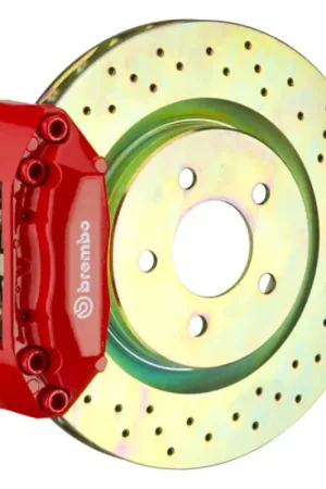 Brembo 11-18 Focus S/SE/SEL/Titanium Front GT BBK 4 Piston Cast 2pc 310x28 1pc Rotor Drilled-Red Seasonal Sale