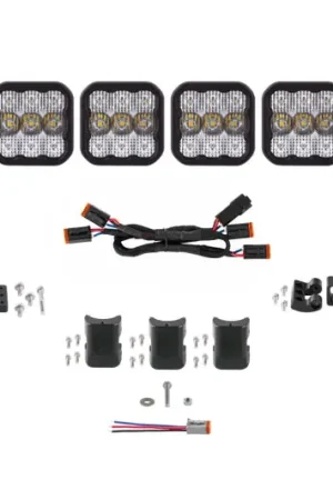 Diode Dynamics SS5 Pro Universal CrossLink 4-Pod Lightbar - White Combo Brand New