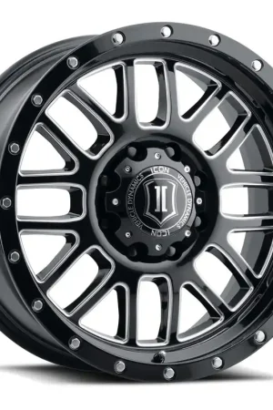 ICON Alloys Alpha, Gloss Black, Milled Windows, 20x9 / 8x6.5, 19mm OS, 5.75" BS Same Day Shipping