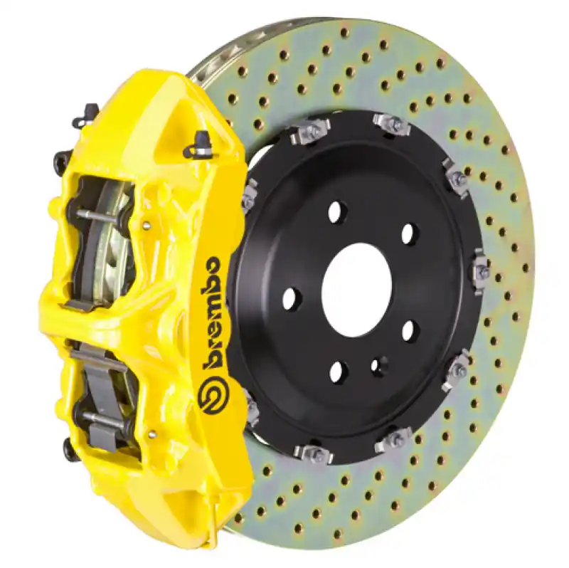 Brembo 08-14 C63 AMG (Excl. Black Series) Fr GT BBK 6 Pist Cast 380x34 2pc Rotor Drilled- Yellow Time-Limited