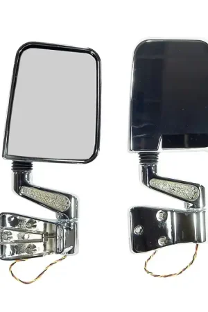 Rugged Ridge 87-02 Jeep Wrangler YJ/TJ Chrome Door Mirror Kit w/ LED Turn Signal Affordable