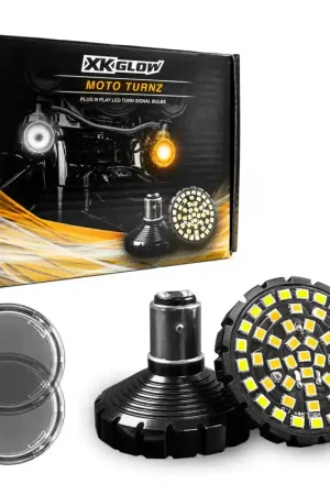 XK Glow Motorcycle Front LED Turn Signal Kit - Bulet Style Smoked Lenses Mega Sale