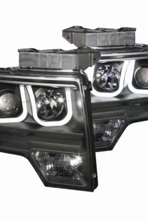 ANZO 2009-2014 Ford F-150 Projector Headlights w/ U-Bar Black Express Delivery