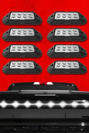 Certified XK Glow Strobe Pod Lights w/ Traffic Modes Ultra Bright LEDs Multiple Modes + Solid On - White 8pc