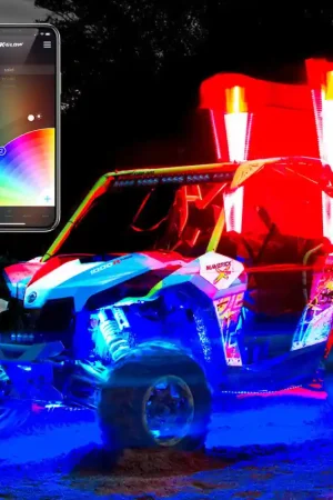 Get Yours XK Glow UTV ATV Xkchrome App Control LED Whip Light Kit w/ Dual-Mode Controller 2x Whip 32in