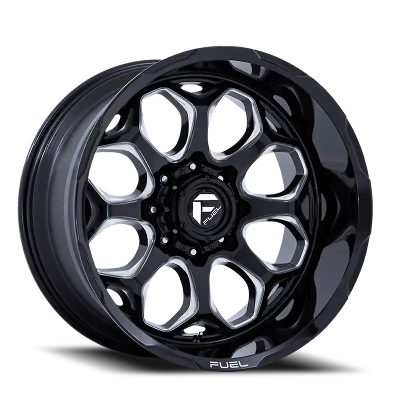 Aluminum Wheels 22X10 Scepter FC862 BE 8 On 165.1 Gloss Black Milled 125.1 Bore -18 Offset Fuel Off Road Wheels Original