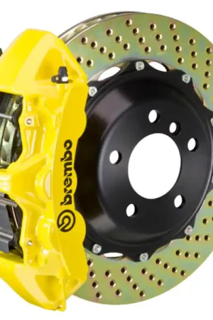 Brembo 94-00 C-Class Front GT BBK 6 Piston Cast 355x32 2pc Rotor Drilled-Yellow Premium