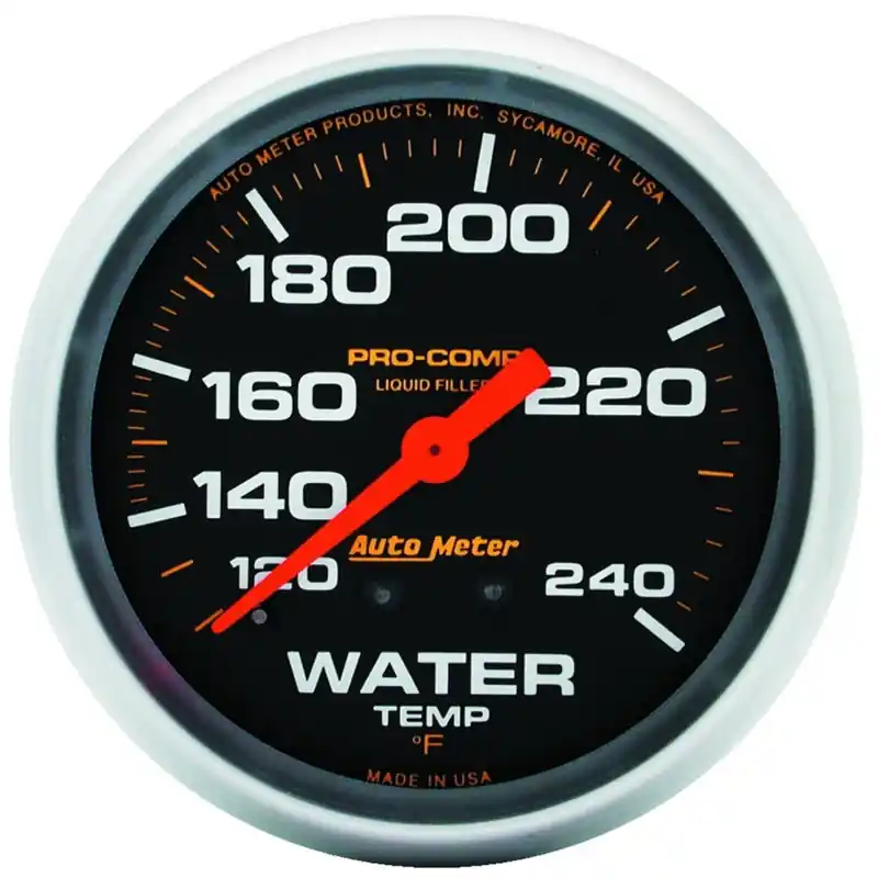 Must Have Autometer Liquid Filled Mechanical 66.7mm 120-240 deg F Water Termperature Gauge Includes 6in Tubing