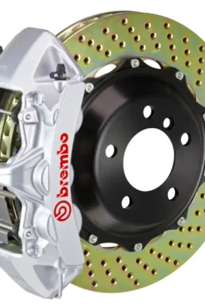 Fresh Stock Brembo 02-05 996 GT2 Front GT BBK 6 Piston Cast 380x32 2pc Rotor Drilled-Silver