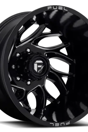 Dually Wheels 20X8.25 Runner Dually D741 8 On 165.1 Gloss Black Milled 121.6 Bore -215 Offset 8 Spoke Outer Dually Fuel Off Road Wheels Brand New