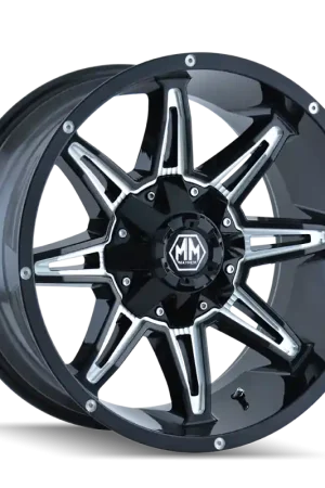 Reduced Price Mayhem 8090 Rampage 17x9 / 6x135 BP / 18mm Offset / 106mm Hub Black w/ Milled Spokes Wheel