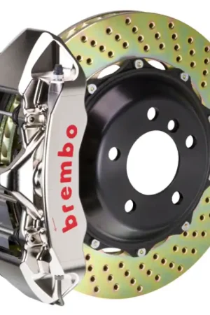 New Release Brembo 07-12 335xi Front GTR BBK 6 Piston Billet 380x32 2pc Rotor Drilled- Nickel