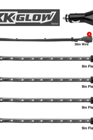 XK Glow Single Color XKGLOW UnderglowLED Accent Light Car/Truck Kit Green - 4x8In Reduced Price