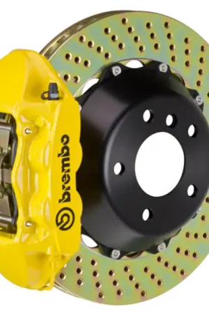 Best Price Brembo 05-1ster/06-12 Cayman Rear GT BBK 4 Piston Cast 345x28 2pc Rotor Drilled- Yellow