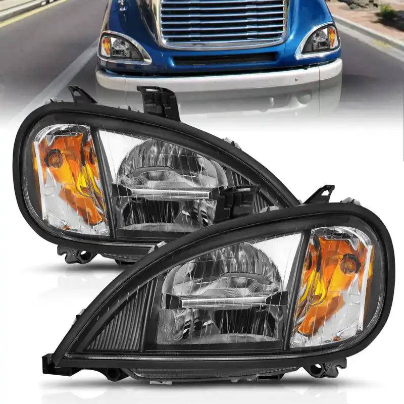 Worldwide Shipping ANZO 1996-2013 Freightliner Columbia LED Crystal Headlights Black Housing w/ Clear Lens (Pair)