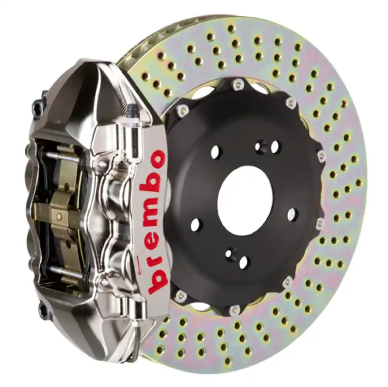 One Day Deal Brembo 99-07 Evo VI/VII/VIII/IXRear GTR BBK 4 Piston Billet 328x28 2pc Rotor Drilled- Nickel