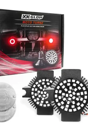 XK Glow Motorcycle Rear LED Turn Signal Kit - 1156 Flat Style Clear Lenses Special Offer