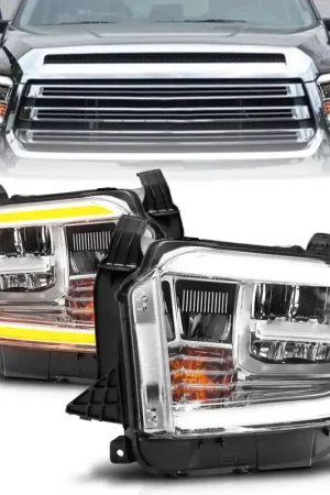 Fan Favorite ANZO 2014-2017 Toyota Tundra LED Crystal Headlights w/ Switchback Chrome Housing w/ DRL