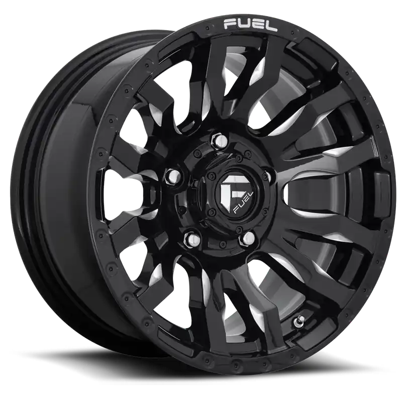 Get Yours Aluminum Wheels 20X9 Blitz D673 5 On 139.7 Gloss Black Milled 78.1 Bore 1 Offset Multi Spoke 0 Lip Fuel Off Road Wheels